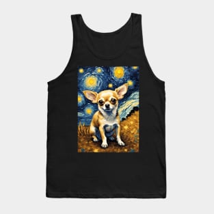 Chihuahua Dog Breed in a Van Gogh Starry Night Art Style Tank Top